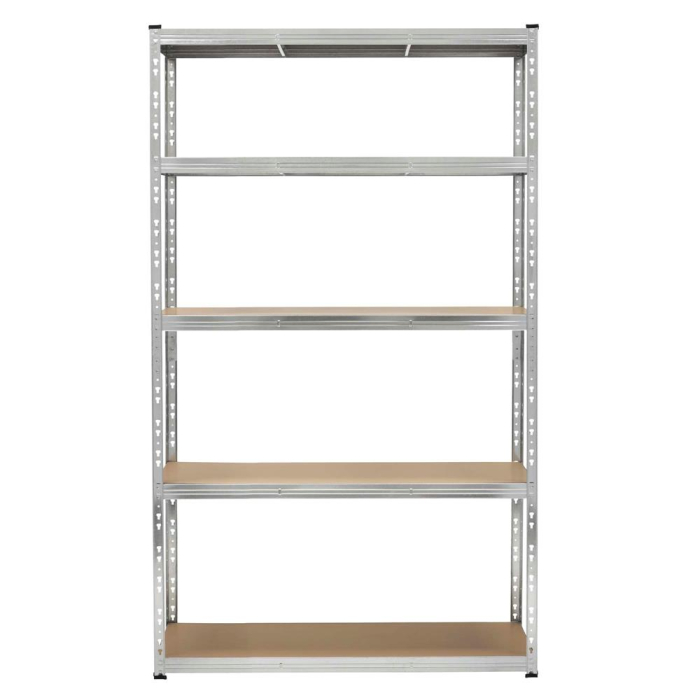 Raft metalic de depozitare cu 5 polite reglabile MDF, structura zincata, capacitate 1000 kg, 120x45x205 cm, gri [12]