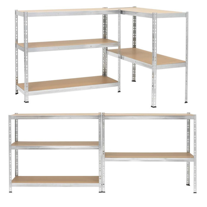 Raft metalic de depozitare cu 5 polite reglabile MDF, structura zincata, capacitate 1000 kg, 120x45x205 cm, gri [13]