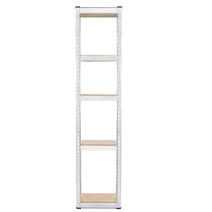 Raft metalic de depozitare cu 5 polite reglabile MDF, structura zincata, capacitate 500 kg, 40x40x180 cm, gri [20]