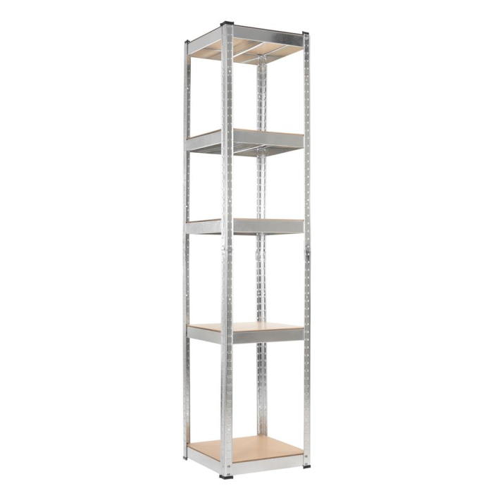Raft metalic de depozitare cu 5 polite reglabile MDF, structura zincata, capacitate 500 kg, 40x40x180 cm, gri [13]