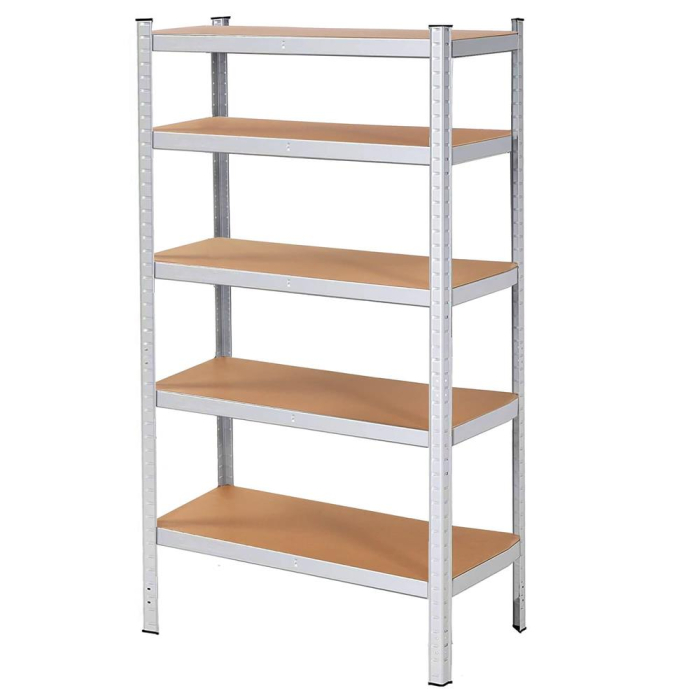 Raft metalic depozitare cu 5 polite MDF, capacitate 675 kg, 75x30x150 cm, argintiu [13]