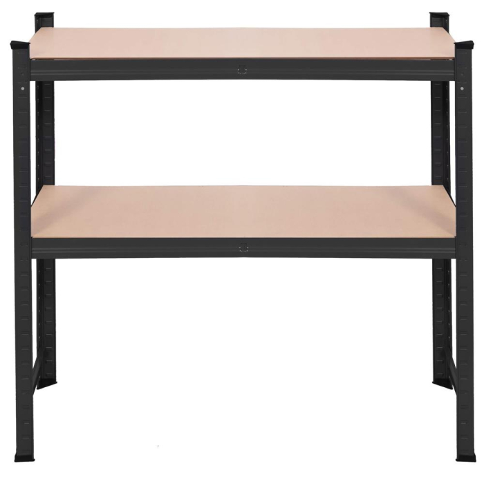 Raft metalic depozitare cu 5 polite MDF, capacitate 675 kg, 75x30x150 cm, negru [13]