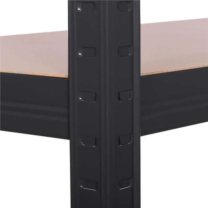Raft metalic depozitare cu 5 polite MDF, capacitate 675 kg, 75x30x150 cm, negru [12]