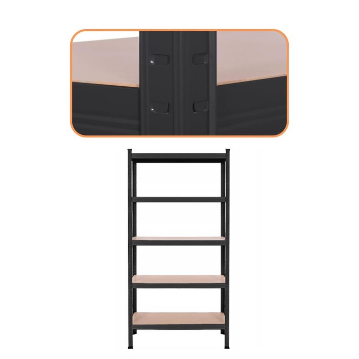 Raft metalic depozitare cu 5 polite MDF, capacitate 675 kg, 75x30x150 cm, negru [5]