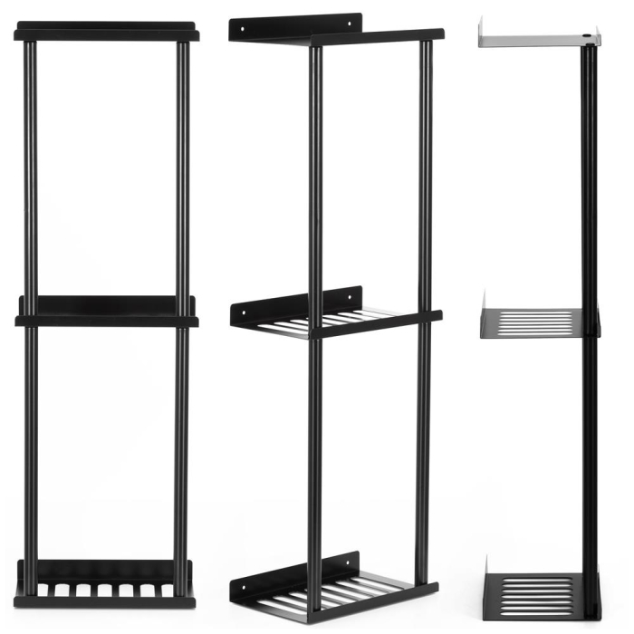 Raft metalic pentru prosoape, structura cu finisaj mat, accesorii montaj incluse, 25x16x76 cm, negru [5]