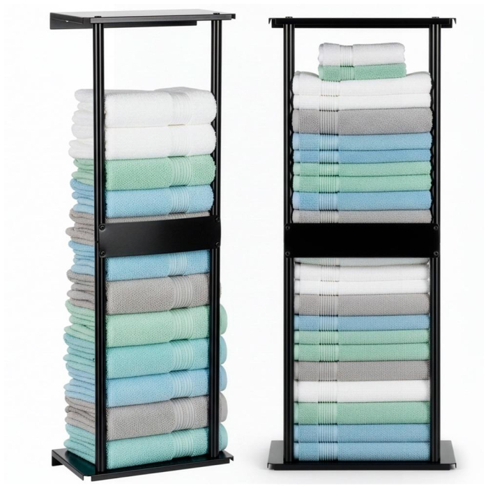 Raft metalic pentru prosoape, structura cu finisaj mat, accesorii montaj incluse, 31x15x77 cm, negru [4]