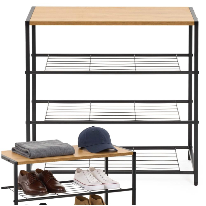 Raft multifunctional cu 2 polite si blat superior pentru depozitare, structura metalica rezistenta din otel si rafturi din MDF, picioare reglabile ant [2]