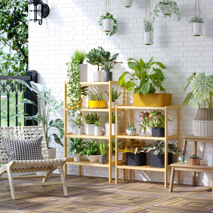  Raft Multifunctional cu 3 Nivele din Bambus , 62x33x80cm, Culoare lemn Natural [2]