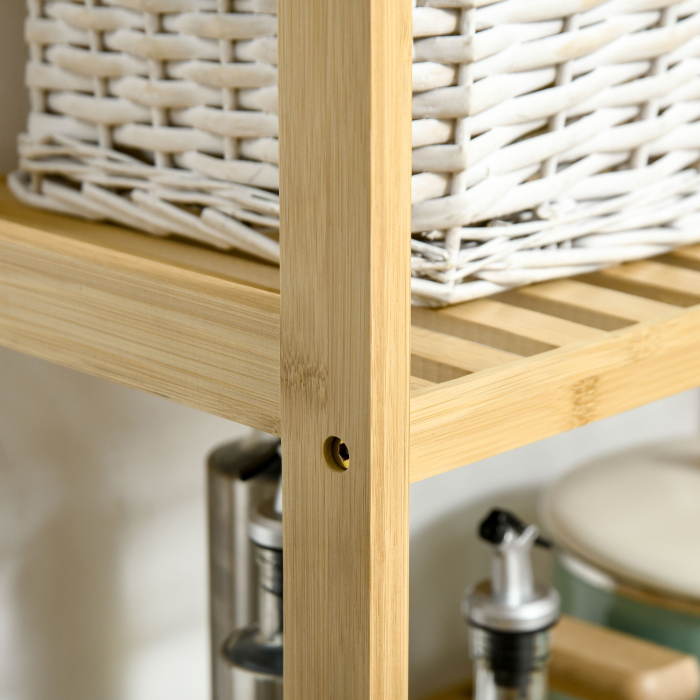  Raft Multifunctional cu 3 Nivele din Bambus , 62x33x80cm, Culoare lemn Natural [9]
