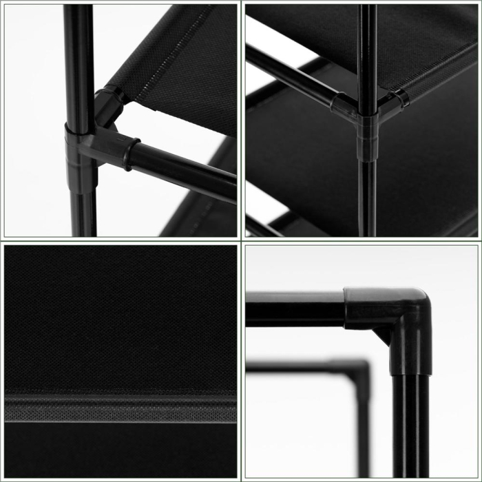 Raft pantofi cu 3 polite, structura metalica si rafturi textile, 72x28x70 cm, negru [18]