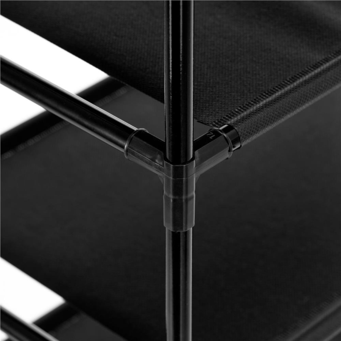 Raft pantofi cu 4 polite, structura metalica si rafturi textile, 72x28x75 cm, negru [9]