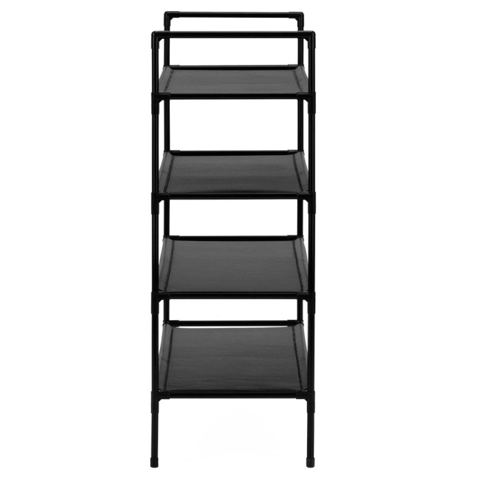 Raft pantofi cu 4 polite, structura metalica si rafturi textile, 72x28x75 cm, negru [15]