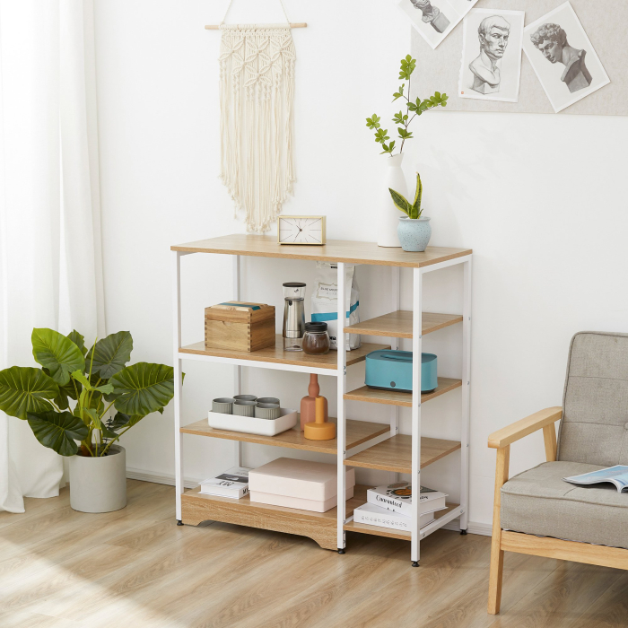  Raft pentru Bucatarie Economie de Spatiu Dulap cu 7 Rafturi din Metal Lemn [2]