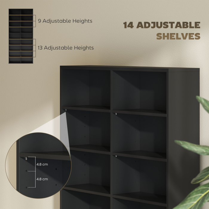  Raft pentru CD-uri cu 14 Rafturi Reglabile pentru 640 CD-uri/360 DVD-uri Negru [5]