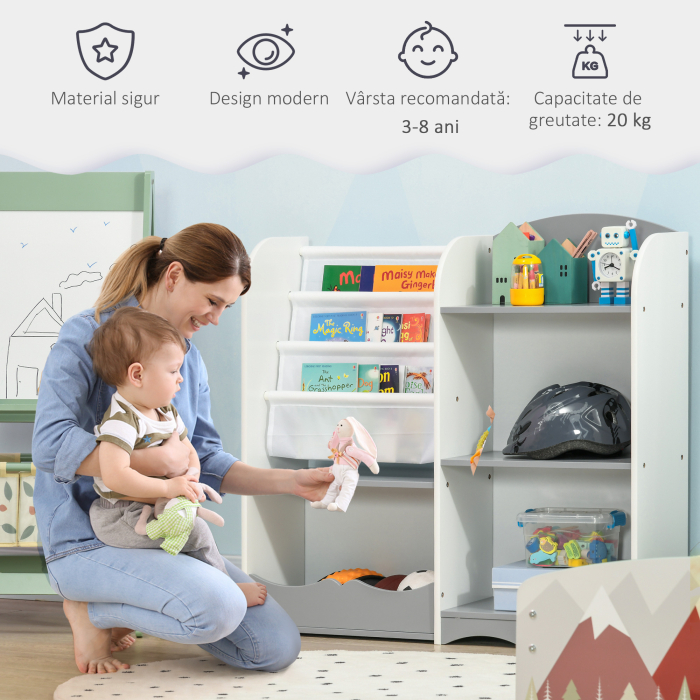  Raft pentru jucarii pentru copii Mobilier dormitor din lemn mobilier pentru sufragerie si cresa gri pentru scoala mobilier camera copilului birou pentru copii mici [5]