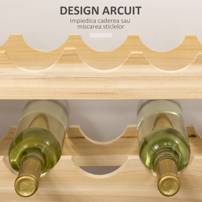  Raft pentru Sticle din Lemn de Brad cu 6 Rafturi pentru 72 de Sticle, 114x28x85 cm, Lemn Natural [5]