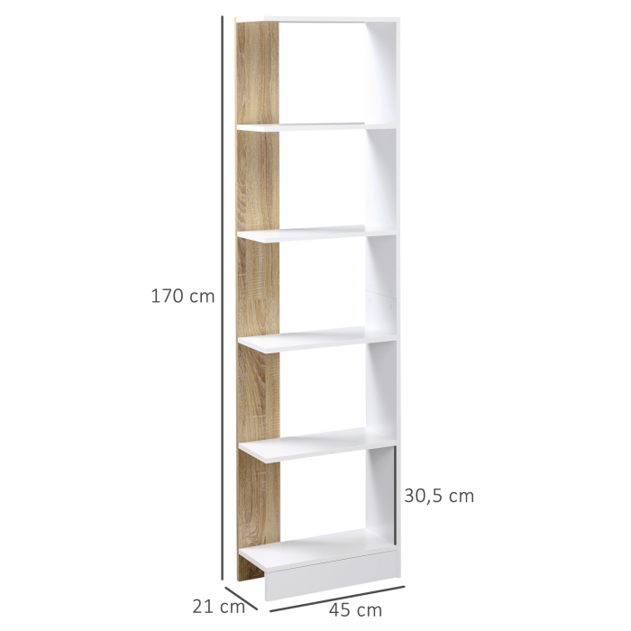  Raft Perete 5 Rafturi - Stejar & Alb, Design Modern pentru Camera [3]