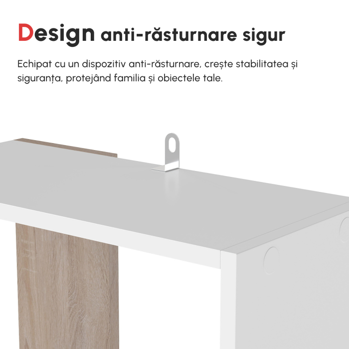  Raft Perete 5 Rafturi - Stejar & Alb, Design Modern pentru Camera [5]