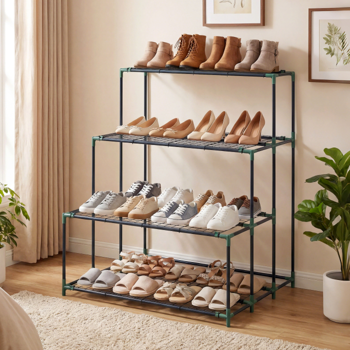  Raft Suport Plante cu 4 Niveluri din Otel, 94x84x110 cm, Verde inchis [8]