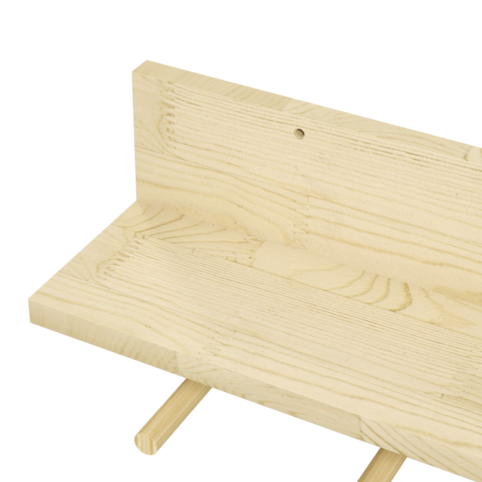  Raft Suspendat din Lemn de Brad, Raft de Perete cu 7 Carlige, Ton Natural [8]