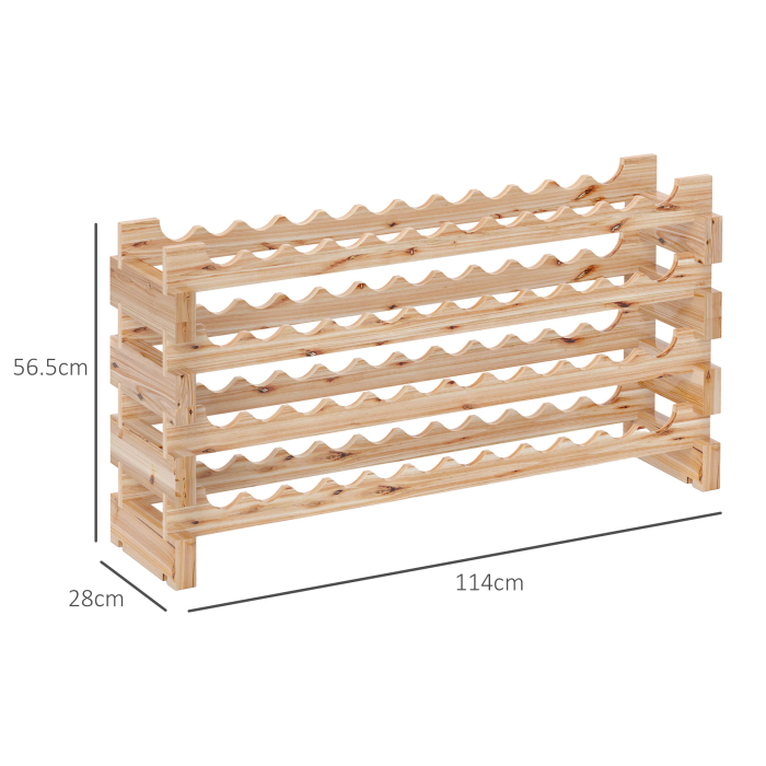  Raft Vin din Lemn Natural - 4 Rafturi pentru 48 Sticle [3]