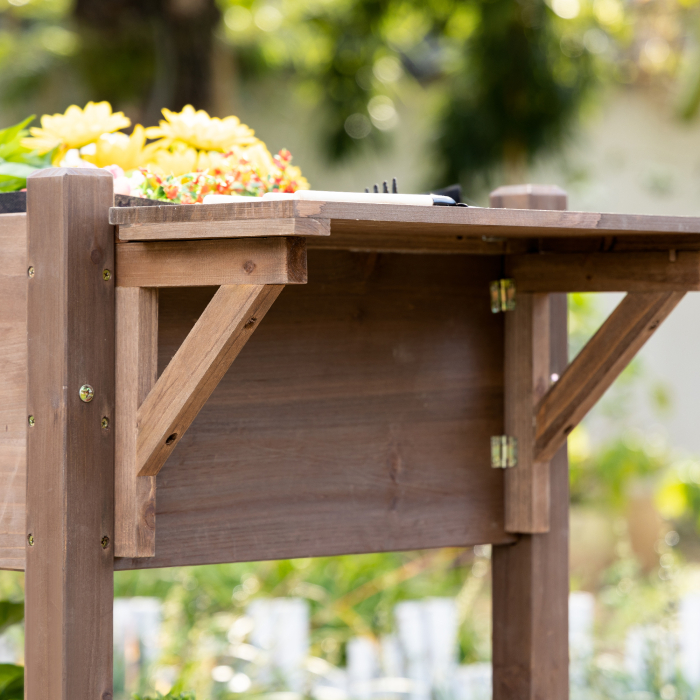  Raised Garden Bed Planter Box w/ 8 Grow Grids, Storage Shelf & Lockable Wheels [8]