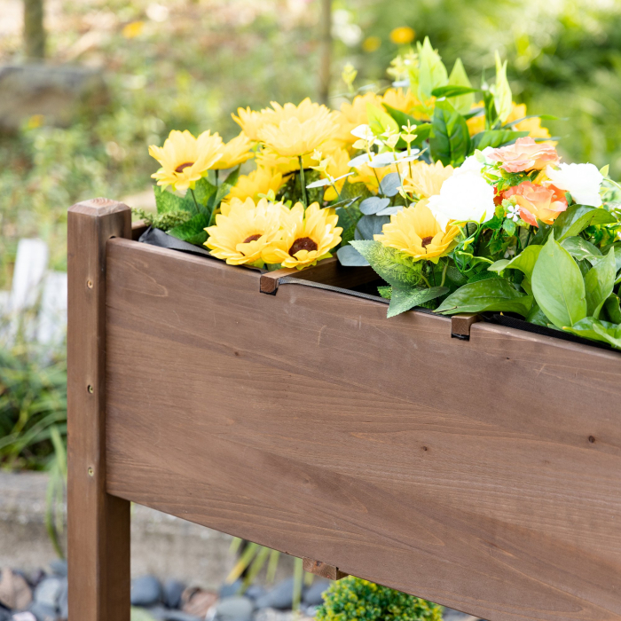  Raised Garden Bed Planter Box w/ 8 Grow Grids, Storage Shelf & Lockable Wheels [9]