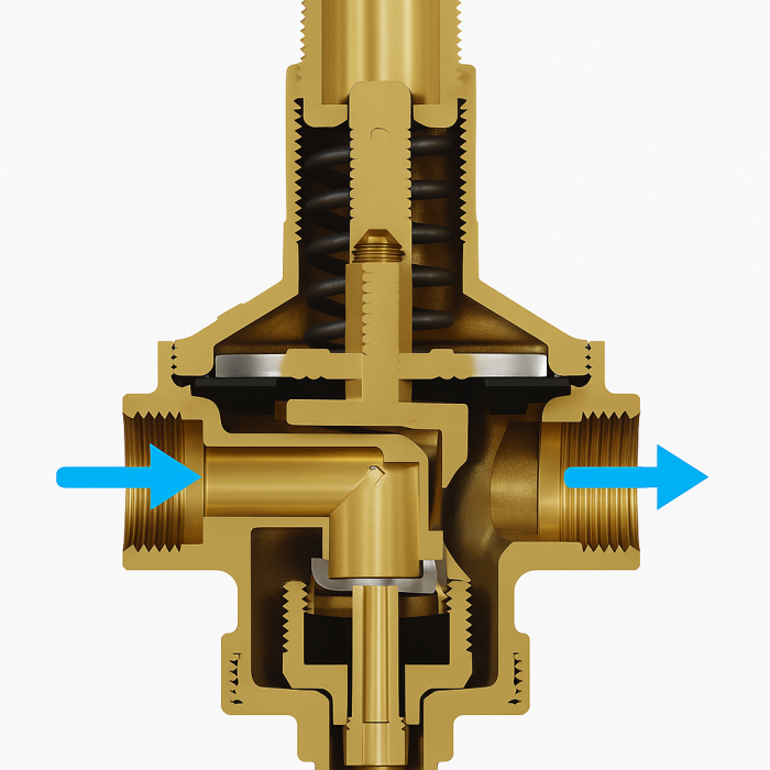 Reductor de presiune cu membrana Giacomini R153MY004, filet interior, G 3/4", 1.5-7 bar, alama CR, PN25, pentru apa potabila si aer comprimat [2]