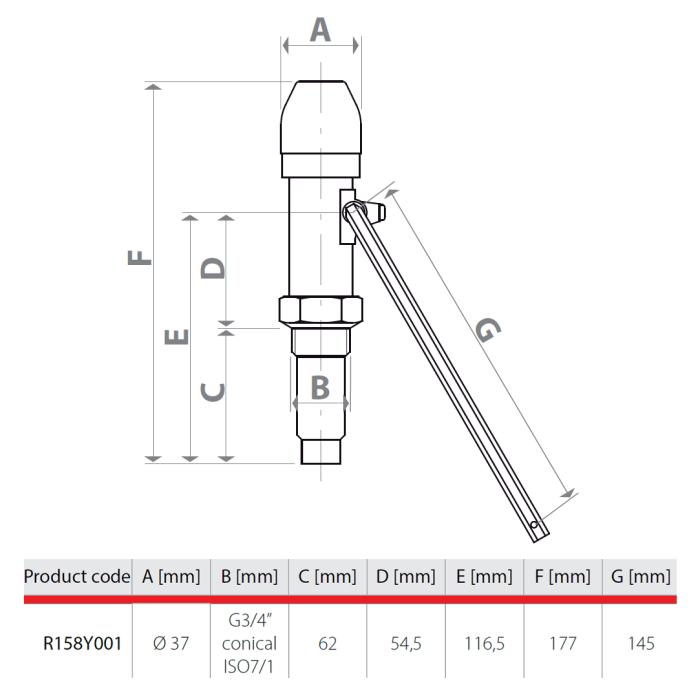 Regulator de tiraj Giacomini R158Y001, pentru cazane pe combustibil solid, conexiune 3/4” filet exterior, interval 30-100°C [3]
