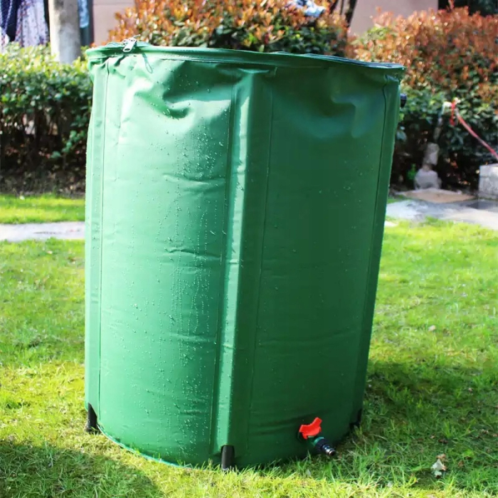 Rezervor apa pluviala pliabil 1000L cu robinet filtru si capac fermoar dublu, PVC rezistent UV, 6 tevi sustinere, 100x125 cm, verde [7]