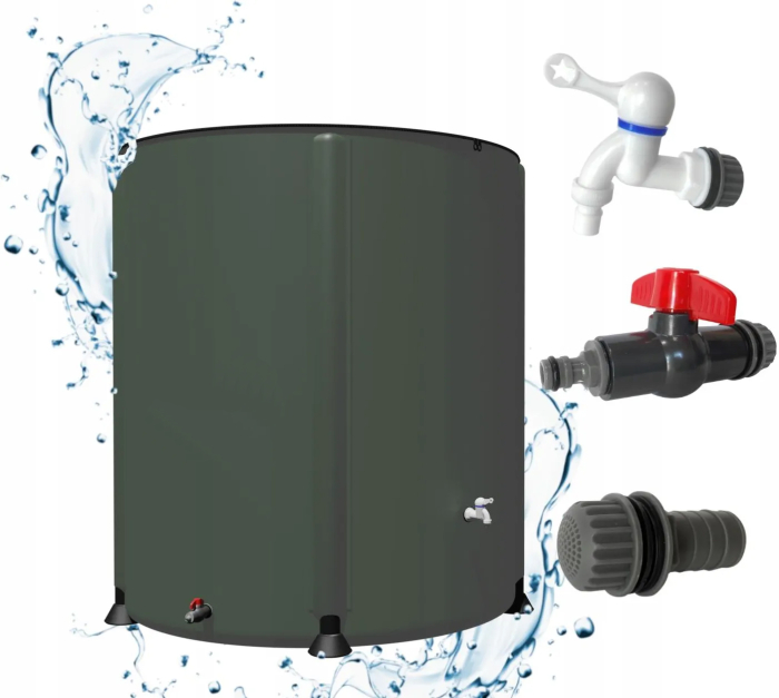 Rezervor colectare apa ploaie 750L pliabil, PVC rezistent UV, robinet filtru capac fermoar, 6 tevi sustinere, 100x103 cm [11]