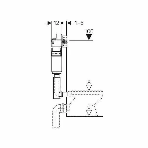Rezervor incastrat Geberit Delta UP100 12cm pentru pereti subtiri [2]