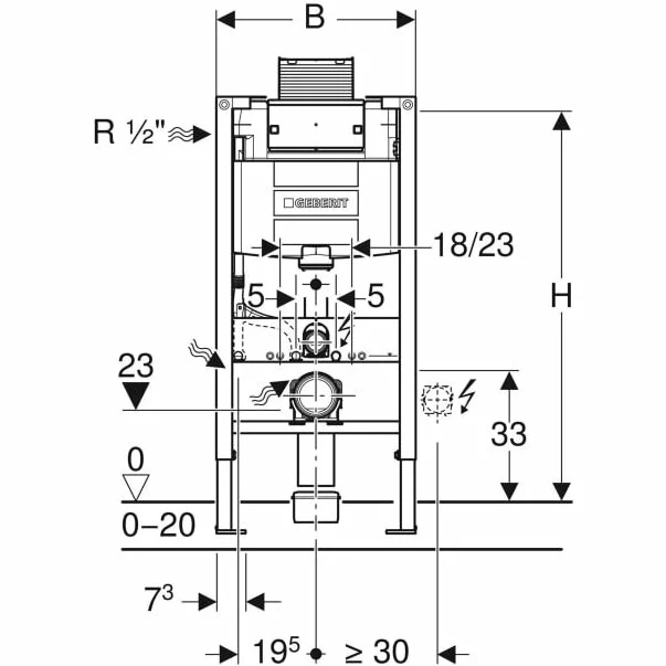 Rezervor incastrat Geberit Duofix pentru wc suspendat, 98 cm, cu rezervor incastrat Omega 12 cm [4]
