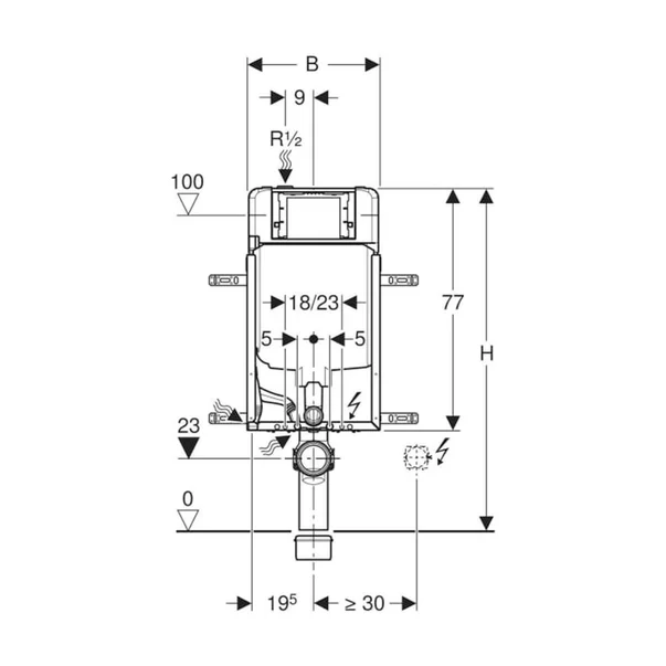 Rezervor incastrat Geberit Sigma cu cadru Kombifix pentru wc suspendat 109 cm [4]