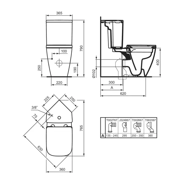 Rezervor pe vas WC Ideal Standard I.life S alimentare inferioara alb lucios [9]