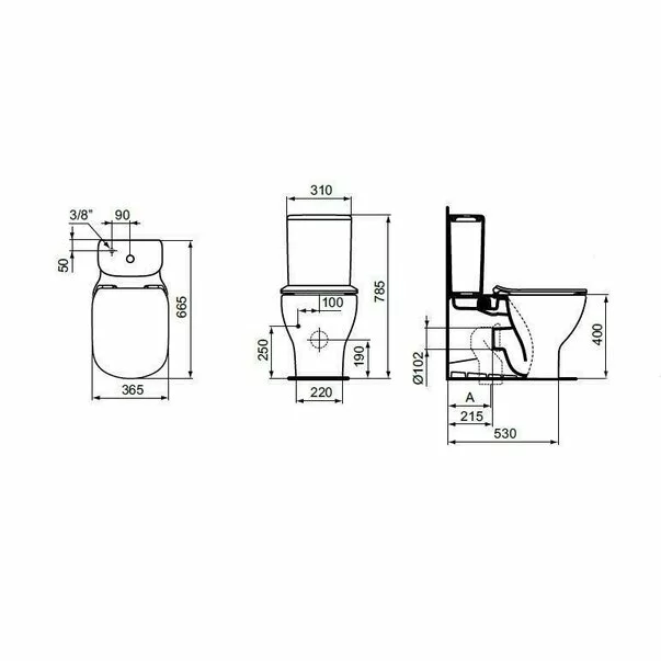 Rezervor pe vas wc Ideal Standard Tesi cu alimentare inferioara alb mat [2]