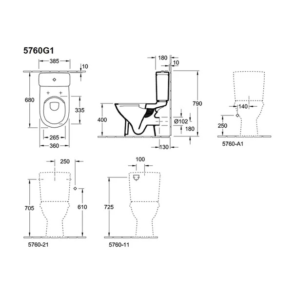 Rezervor pe vas wc Villeroy&Boch O.Novo monobloc cu alimentare laterala [2]
