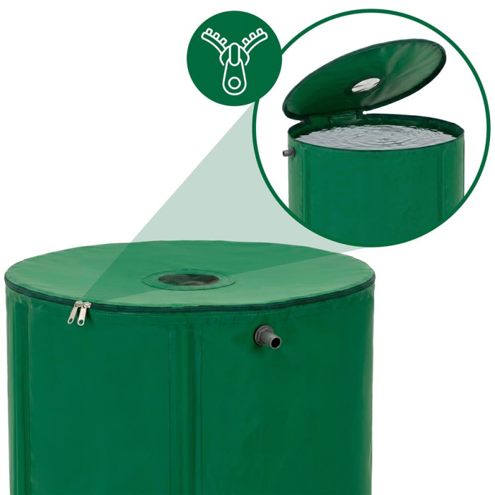 Rezervor pliabil pentru colectarea apei de ploaie, 100 L, PVC 1000D, cu 2 robinete si sistem preaplin, verde [15]