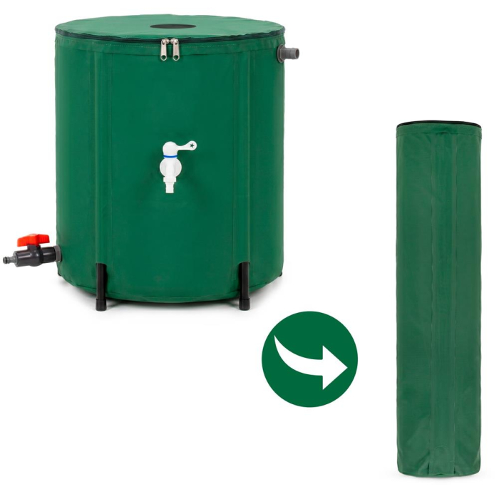 Rezervor pliabil pentru colectarea apei de ploaie, 100 L, PVC 1000D, cu 2 robinete si sistem preaplin, verde [9]