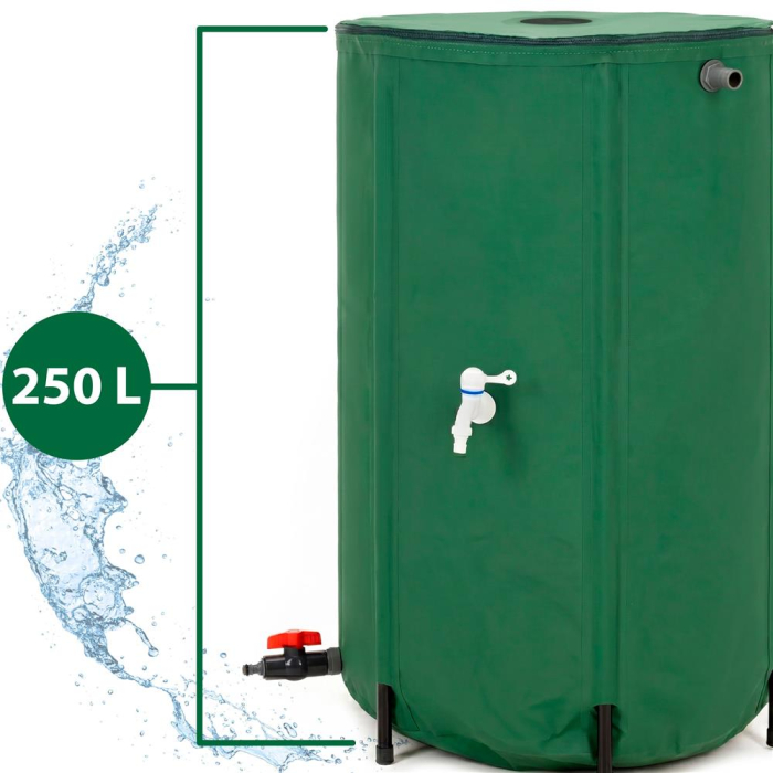 Rezervor pliabil pentru colectarea apei de ploaie, 250 L, PVC 1000D, cu 2 robinete si sistem preaplin, verde [8]