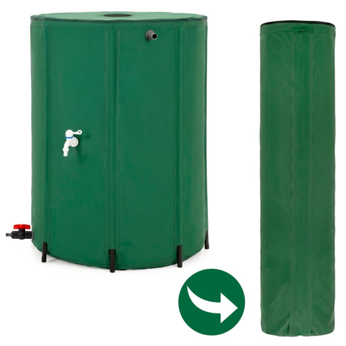 Rezervor pliabil pentru colectarea apei de ploaie, 500 L, PVC 1000D, cu 2 robinete si sistem preaplin, verde [12]