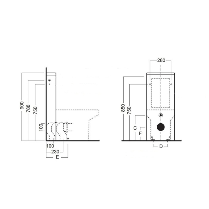 Rezervor vas WC Hatria, MONOLITH, alimentare laterala, pentru vase WC rectificate [3]