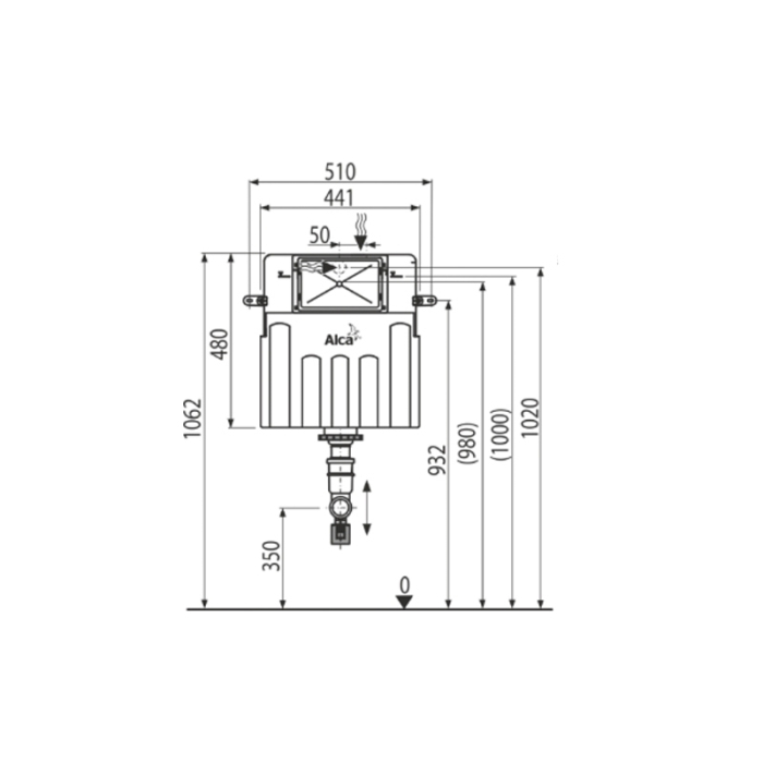 Rezervor wc incastrat Alcaplast, Basicmodul, pentru montare in zidarie, pentru wc stativ [2]