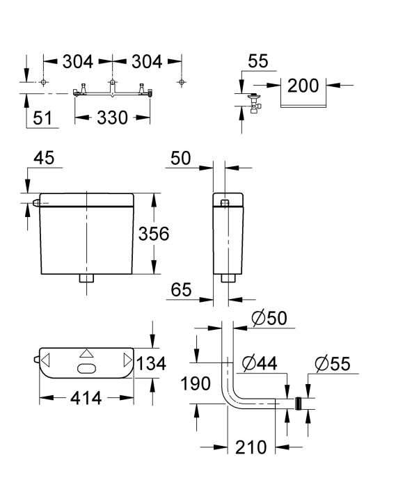 Rezervor WC podea Grohe 37355SH0, pe perete, universal, valva, plastic, alb [9]