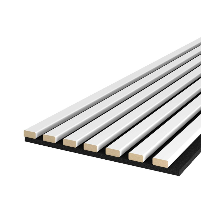 Riflaj MDF decorativ LDA PREMIUM de tip Panou Acustic, Alb Mat, 260x40 cm [2]