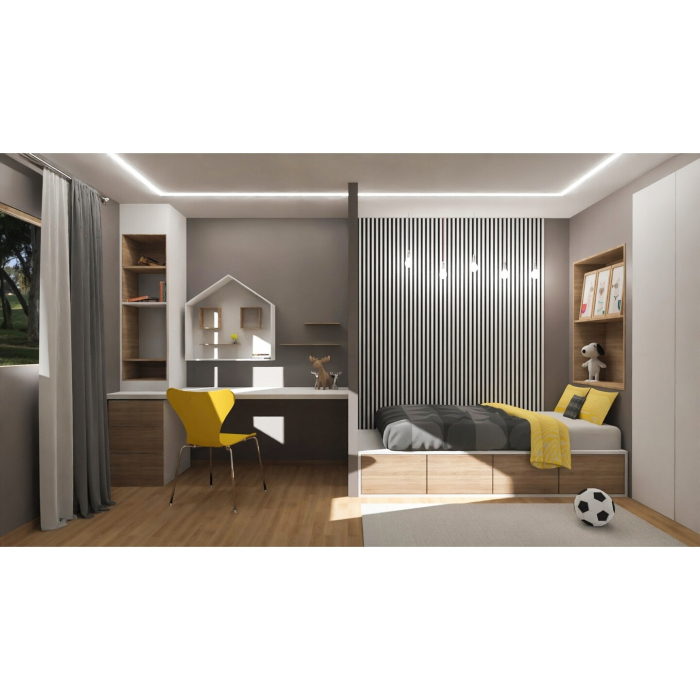 Riflaj MDF decorativ LDA PREMIUM de tip Panou Acustic, Alb Mat, 260x40 cm [4]