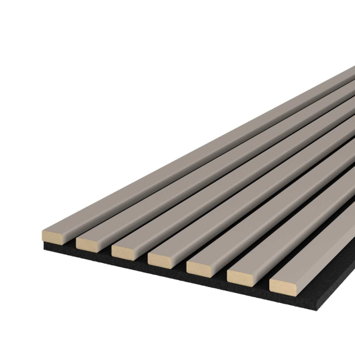 Riflaj MDF decorativ LDA PREMIUM de tip Panou Acustic, Gri Nisip, 260x40 cm [3]