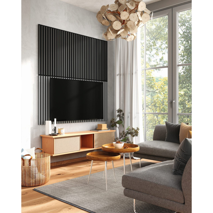 Riflaj MDF decorativ LDA PREMIUM de tip Panou Acustic, Gri Nisip, 260x40 cm [5]