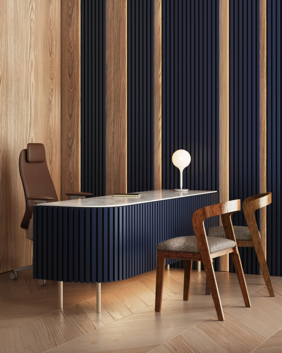 Riflaj MDF decorativ LDA PREMIUM de tip Panou Acustic, Indigo, 260x40 cm [4]