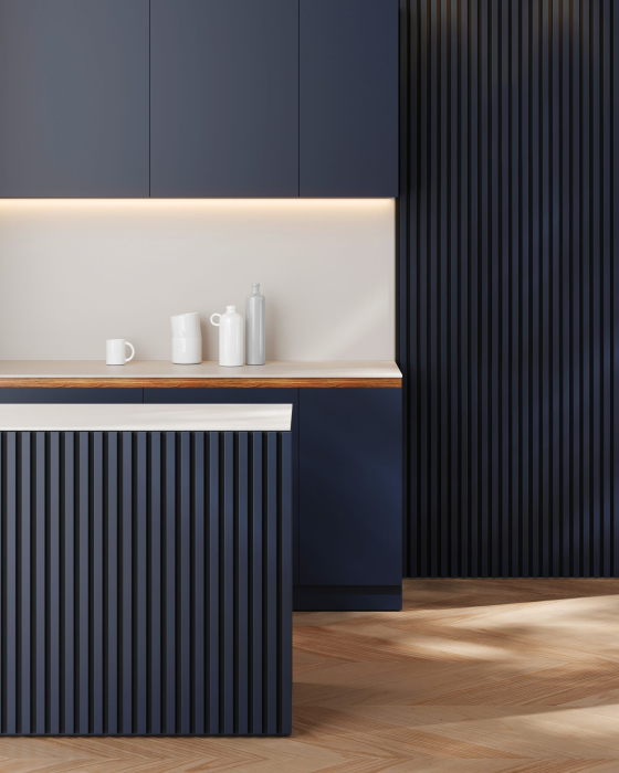 Riflaj MDF decorativ LDA PREMIUM de tip Panou Acustic, Indigo, 260x40 cm [3]